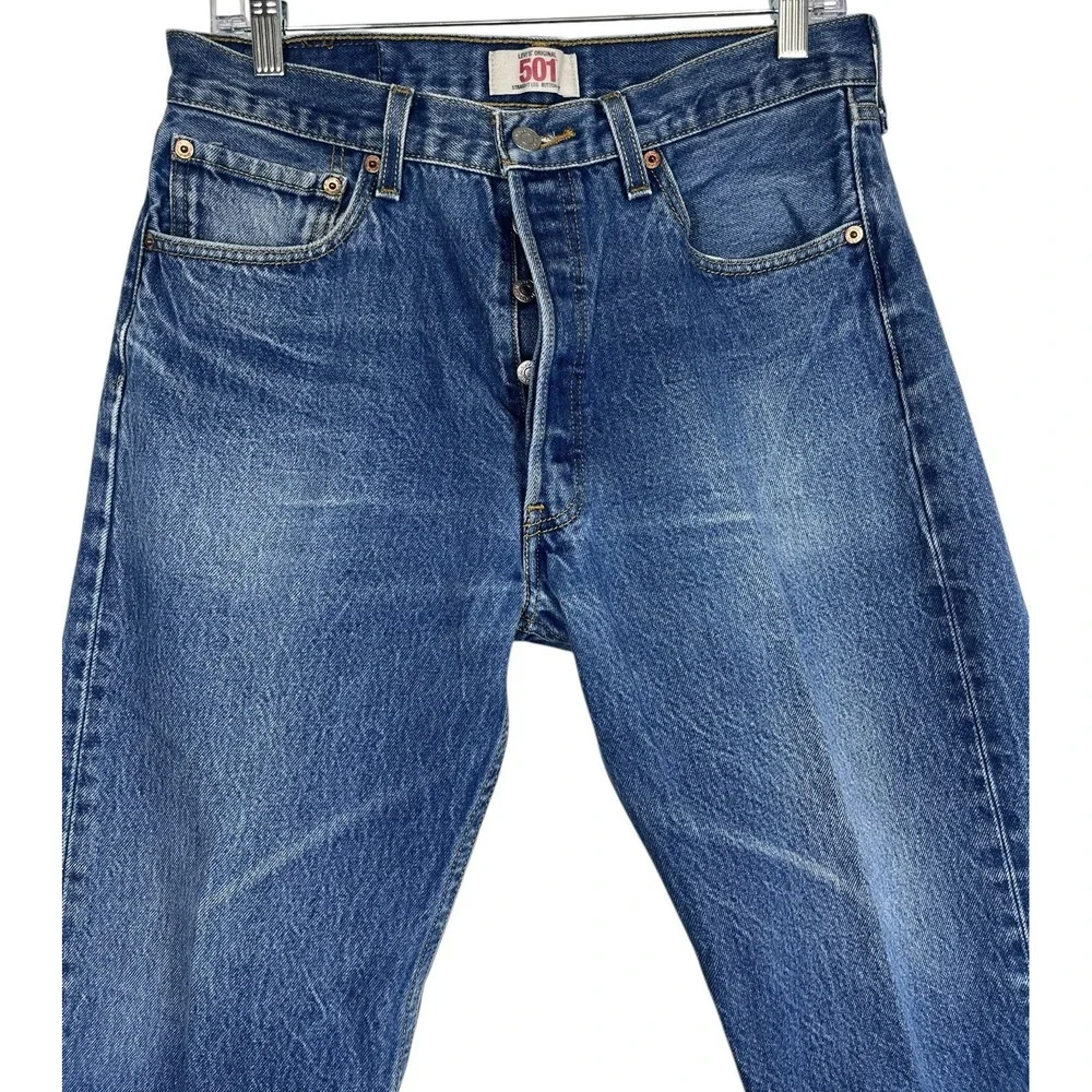 VTG LEVI'S Original 501 34x31‎ Mens Jeans Straight Button Fly Med Blue Wash Y2K